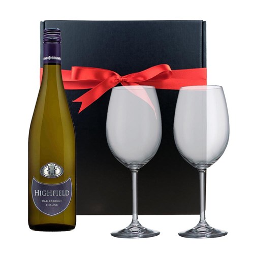 Highfield Riesling And Bohemia Glasses In A Gift Box